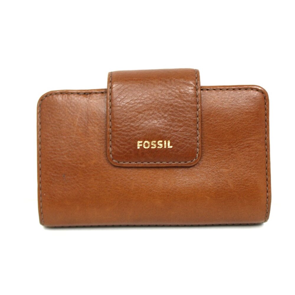 FOSSIL BI-FOLD WALLET COGNAC BROWN LEATHER - GREAT CONDITION
